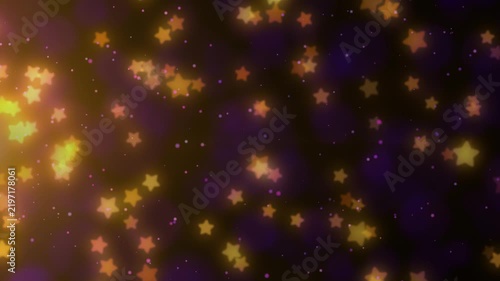 幻想的な光の中をゆっくり横に流れる黄色の星とパーティクルのループ背景動画 / Yellow Stars and Particles Slowly Drifting Sideways Through a Dreamy Light – Looping Background Video