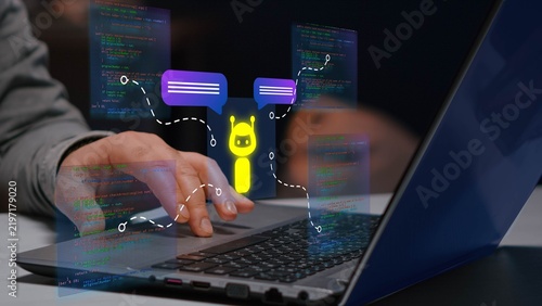 Obraz na płótnie AI coding tool. Assisting software development and automating tasks. 