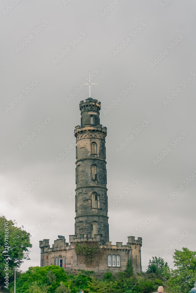 Obraz premium Nelson Monument on Calton Hill in Edinburgh, Scotland, UK - 4 September 2026.