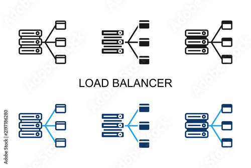 Load Balancer Icon Multi Style Solid Vector Illustration