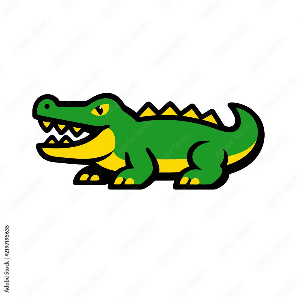 Obraz premium Bold Open-Mouth Green Alligator Mascot Vector Icon