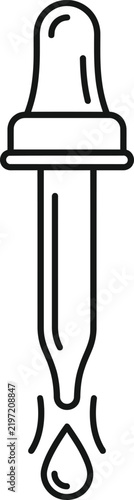 minimal vector line icon of cosmetic dropper with falling droplet