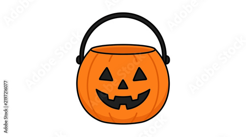 Cute Vector Illustration of a Jack-o-lantern Pumpkin Candy Bucket for Halloween Trick or Treat Celebration