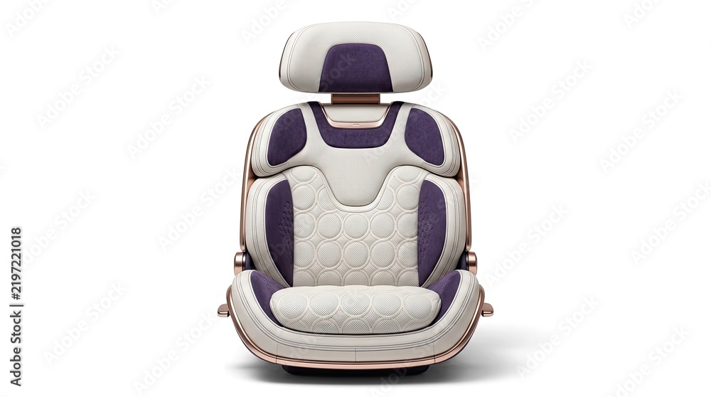 Naklejka premium Luxury Car Seat with White and Purple Upholstery, Modern Design