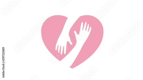 Red, hugging heart, vector, icon.