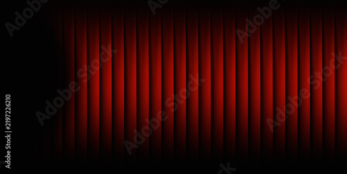 Vertical red gradient curtains texture featuring dark shadows and elegant fabric folds designed as a dramatic theater style background wallpaper