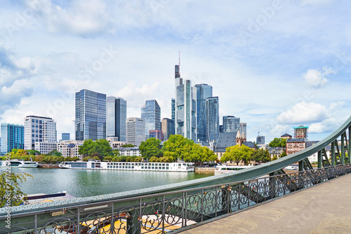 beautiful landscape - frankfurt am main in the summer. View of the skyline