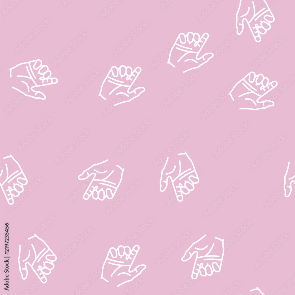 Obraz premium hold hand vector line seamless pattern hold hand sign illustration