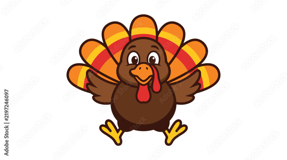 Fototapeta premium Cute happy thanksgiving turkey bird pixel art character illustration