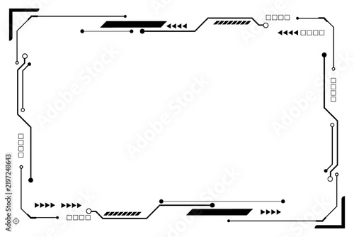 HUD frames black user interface elements design modern technology futuristic control panel screen digital hologram window gaming menu touching cyber monitor set on white background.
