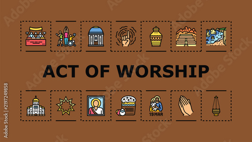 Fotografie Act of worship banner infographic