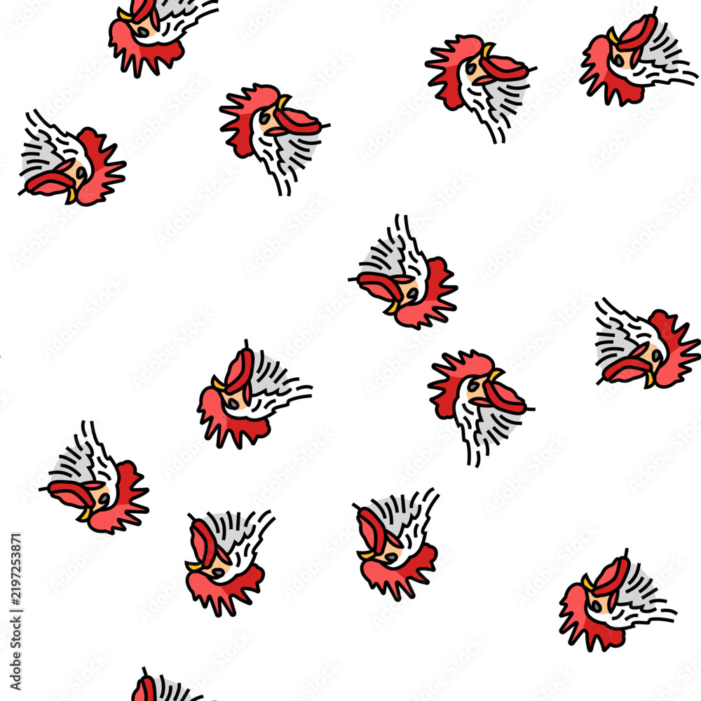 Obraz premium rooster animal zoo vector seamless pattern rooster animal zoo sign illustration