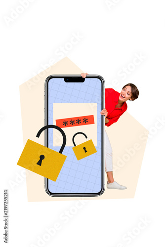 Foto Composite trend artwork 3D sketch image photo collage of cyberbully attack passw