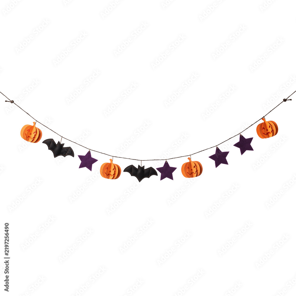 Obraz premium Halloween Decorative String with Pumpkins and Bats.