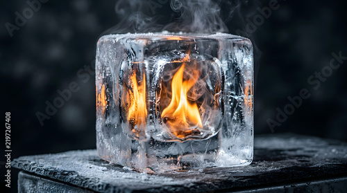 Obraz w ramie Fire inside an ice cube