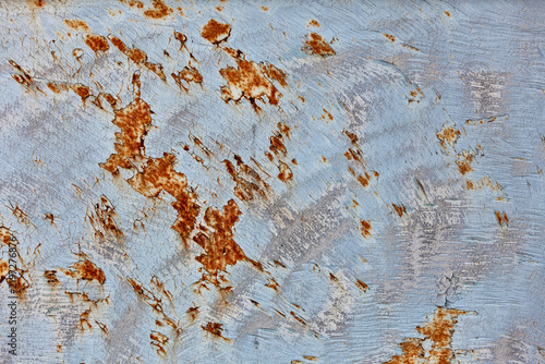 Fotografie Weathered metal texture with rust and peeling paint industrial decay and grunge