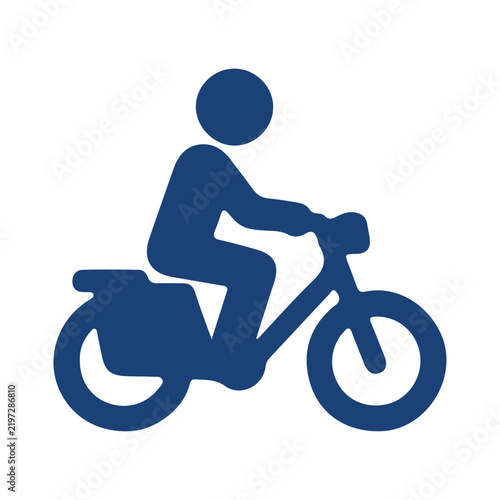 Delivery person on scooter for modern fast food courier shipping