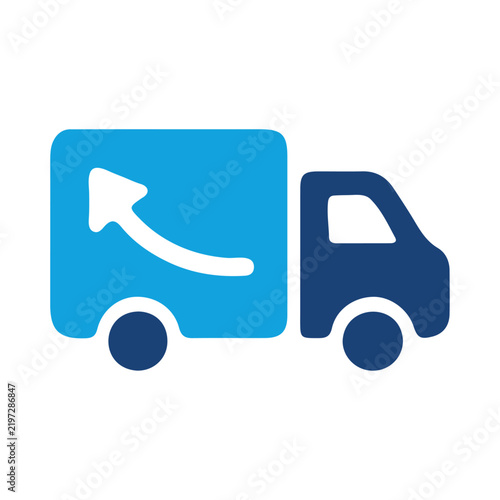 Return delivery truck icon with arrow for shipping service