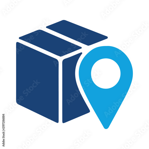 Parcel box with location pin icon for shipping