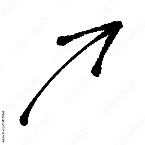 фотографія Hand drawn black ink arrow curving up to the right with ink pool tips
