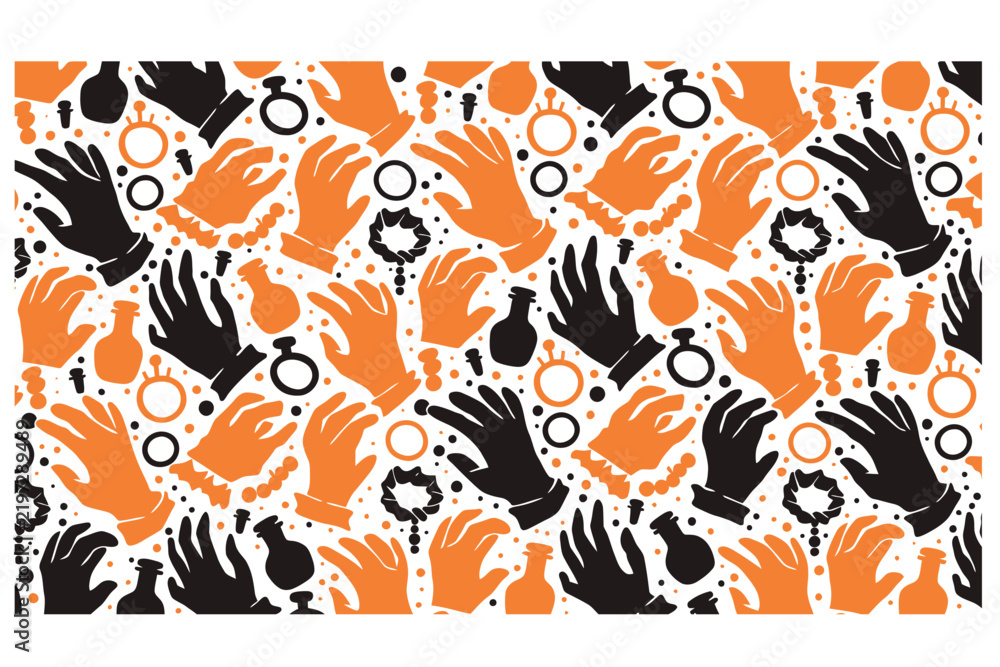 Fototapeta premium Shilhuette hallowen and hallowen icons spooky witch seamless pattern