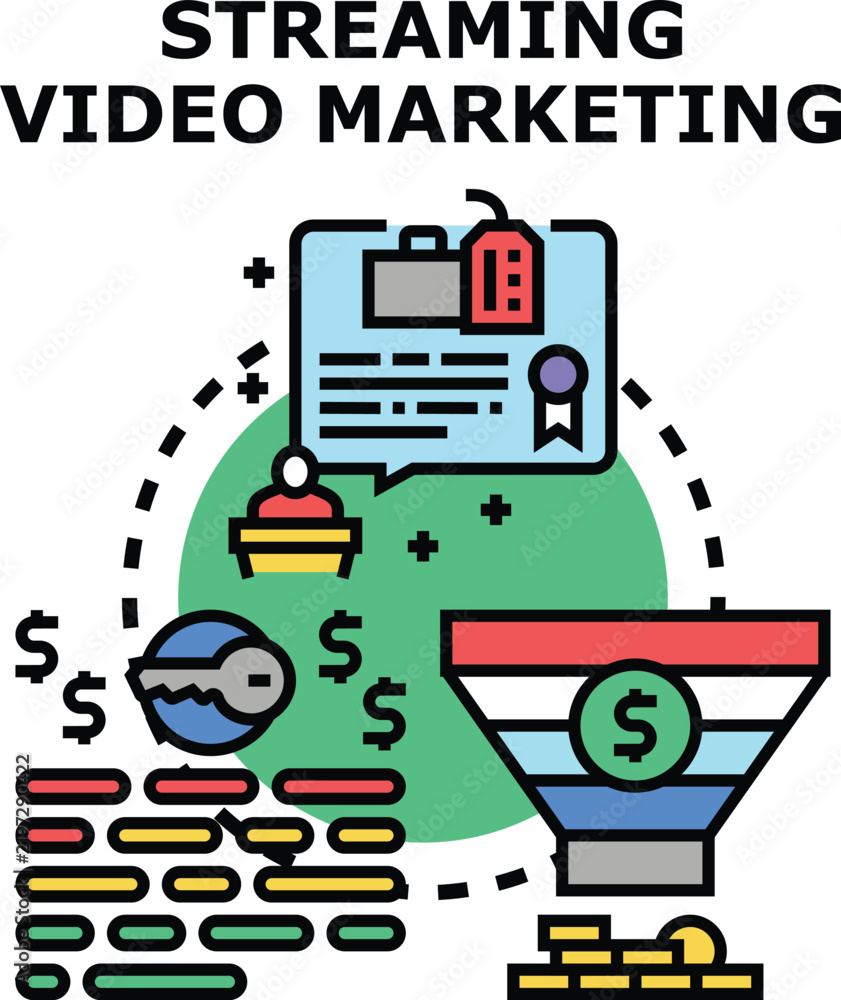 Fototapeta premium Streaming video marketing involves content creation, audience engagement, and lead generation, converting prospects into customers and maximizing financial growth
