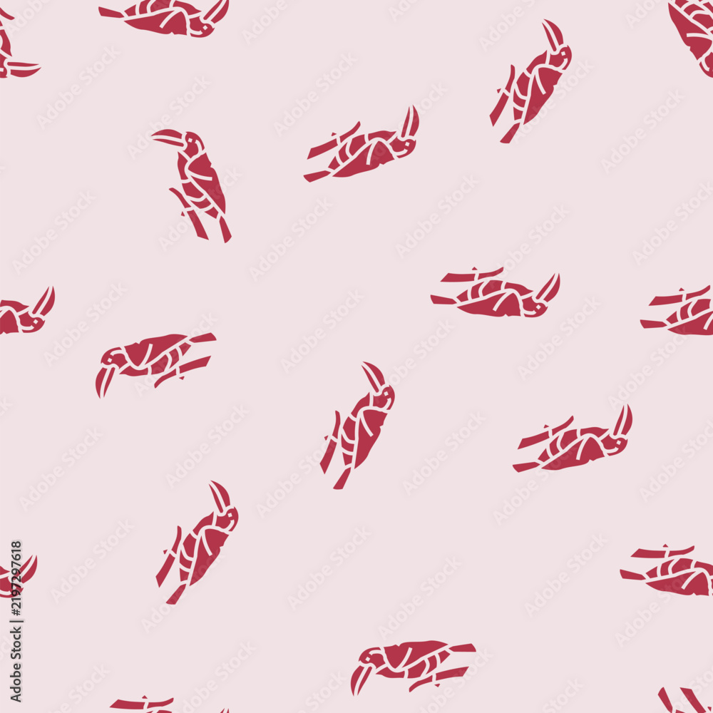 Fototapeta premium curl crested aracari bird exotic vector glyph seamless pattern curl crested aracari bird exotic sign illustration