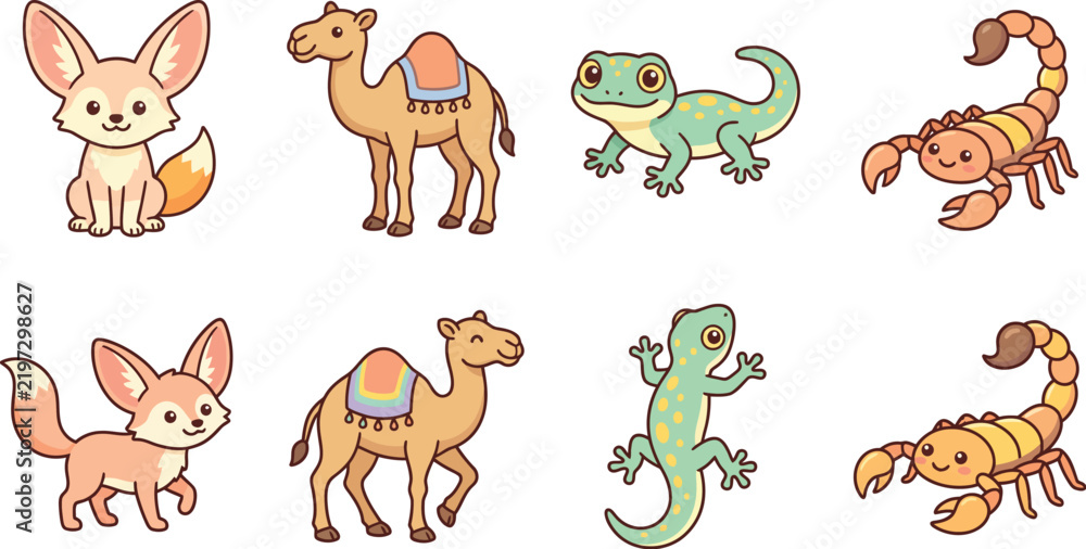Obraz premium Collection of cute desert animals and dry climate wildlife