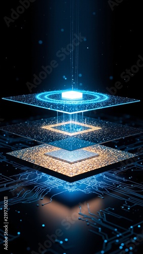 Futuristic AI Quantum Chip Central Processing Unit