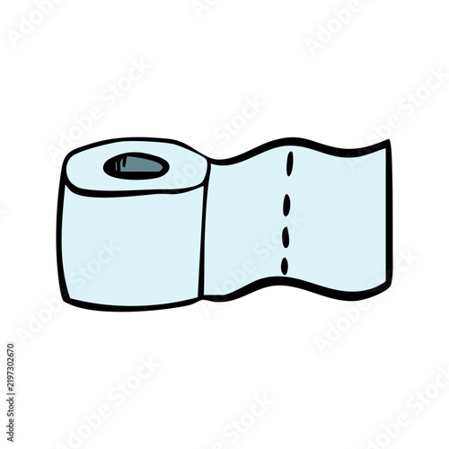 Toilet paper doodle drawing, vector illustration