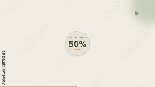A minimalist flash sale graphic featuring dark green text on a soft cream background with leaf decor