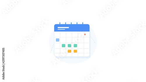 Minimalist calendar icons with scheduled events on white background