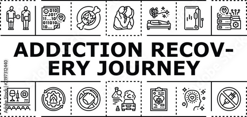Принти на полотні Addiction recovery journey banner infographic