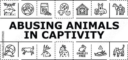 Bild auf Leinwand Abusing animals in captivity banner infographic