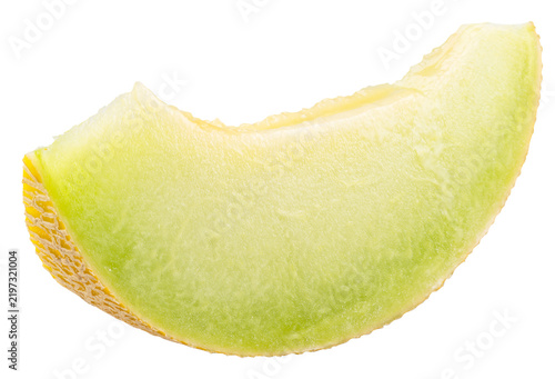 Galia melon and melon slice isolated on white background. File contains clipping path.