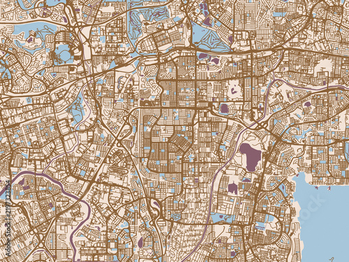 Obraz na plátně Graphic street layout of Subang Jaya, Malaysia