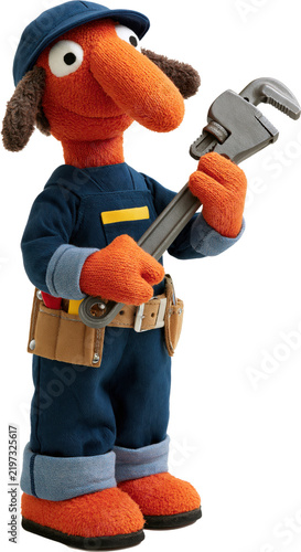Orange bird robot with wrench