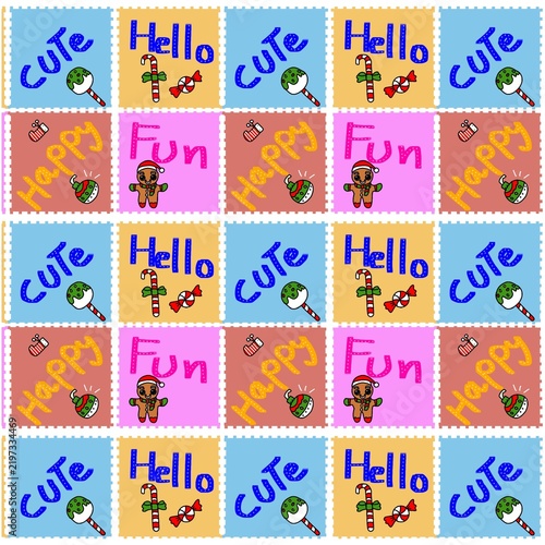 Festive Christmas and New Year Stamp Pattern
