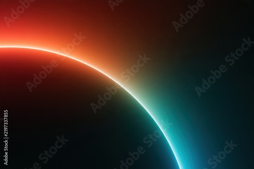 Abstract Glowing Neon Curve with Red and Blue Gradient on Dark Background