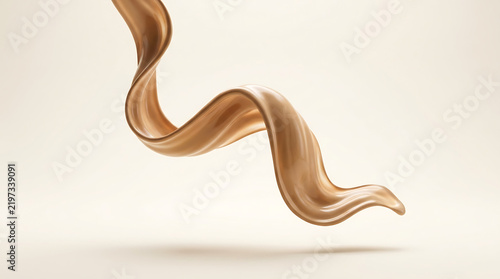 Floating Liquid Foundation Wave Texture on Pale Cream Background