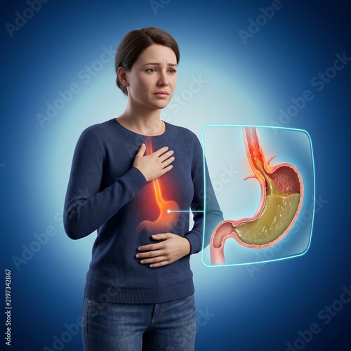 3D Human Acid Reflux and Heartburn Esophagus Medical Visualization