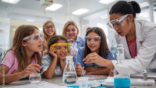 Children Learn Science in a Classroom During a Hands-On Activity With a Teach...