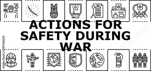Canvastavla Actions for safety during war banner infographic