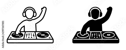 Quadro su tela DJ Icon Set, Music Entertainment, Party Performance, Disc Jockey Silhouette, Aud