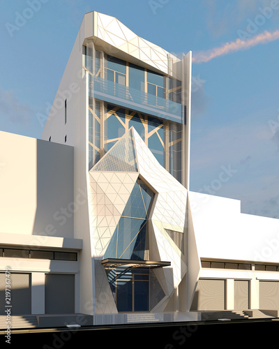 3d render building exterior view 