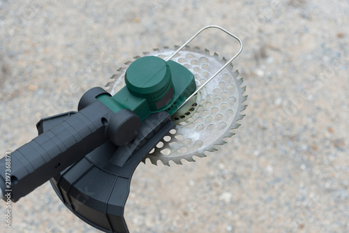 Closeup to lawn mower blade