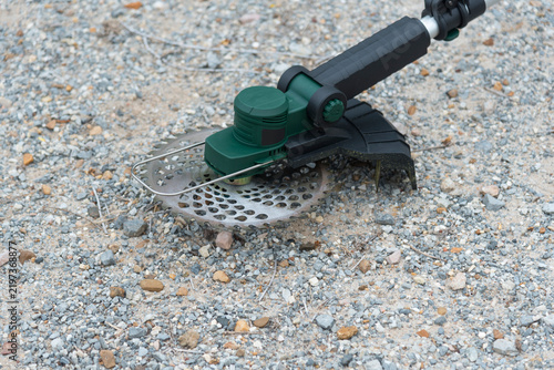 Closeup to lawn mower blade