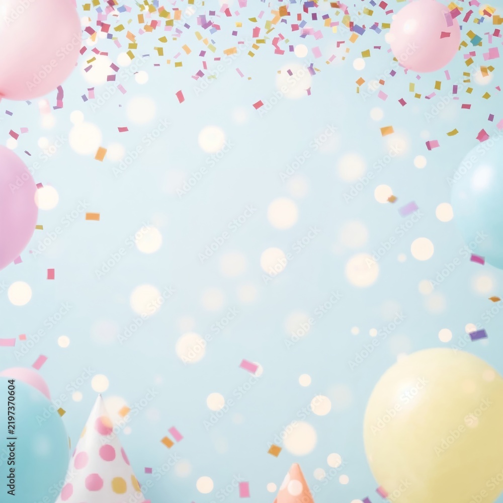 Naklejka premium Colorful Balloons and Confetti Create a Festive Scene for a Celebration