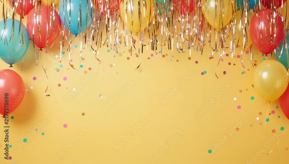 Naklejka premium Colorful Balloons and Decorations Set up for a Party Celebration