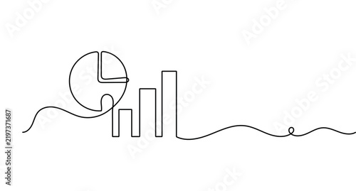 Showing business charts continuous line art depicting financial growth and statistics with editable stroke